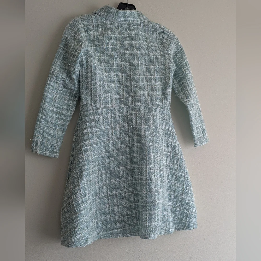 Vtg Inspired Tiffany Blue Princess Tweed Dress Coat